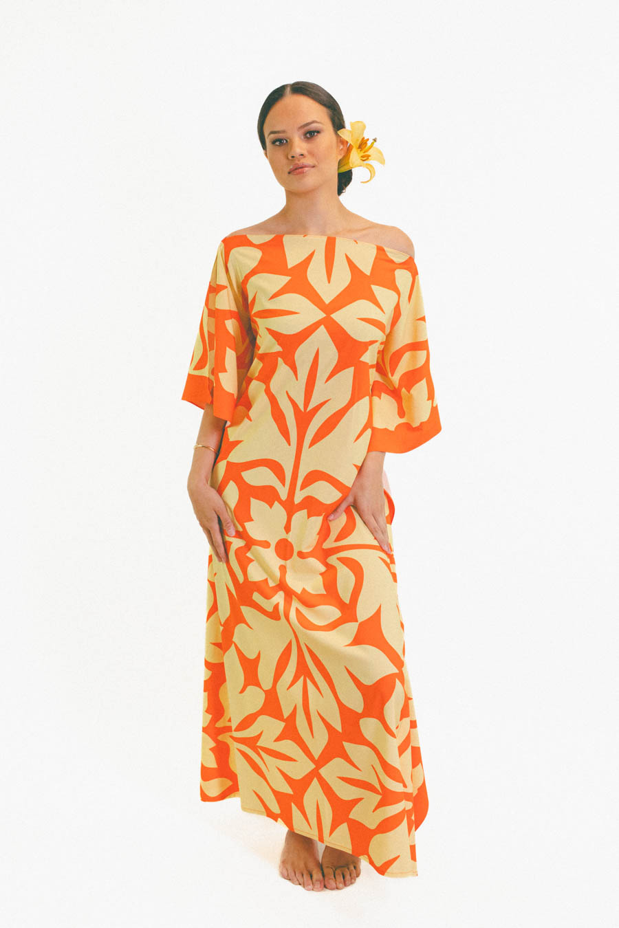 Aimata Tahiti Collection Wardrobe Dress Tehere Orange Yellow