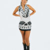 Aimata Tahiti Long Pāreu Roman Black and White