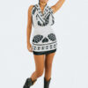 Aimata Tahiti Long Pāreu Roman Black and White