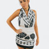 Aimata Tahiti Long Pāreu Roman Black and White