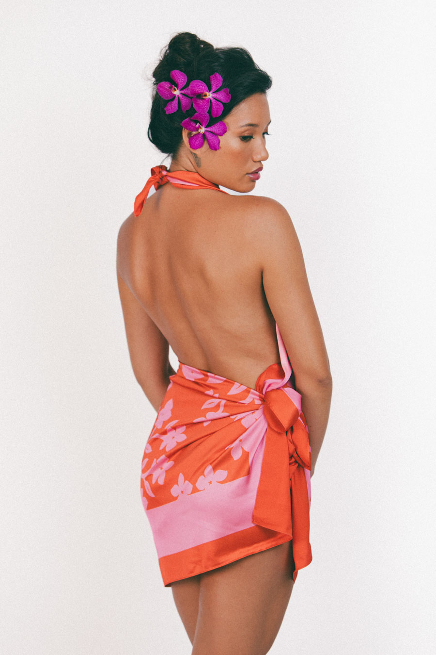 Long Pāreu Orchid Dark Rose and Orange
